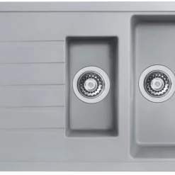 Bristan Quartz 1.5 Bowl Resin Composite Reversible Kitchen Sink & Drainer Grey Left Or Right-Handed 1000 X 500mm