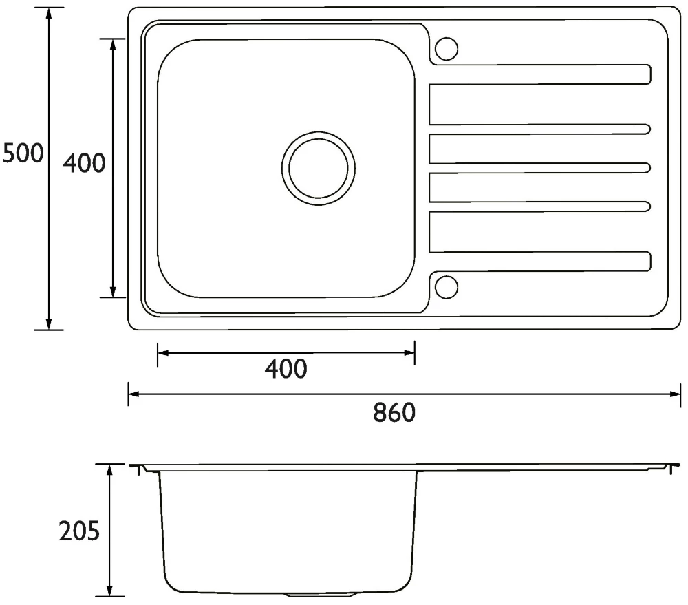 Bristan Index 1 Bowl Stainless Steel Reversible Sink & Drainer 860 X 500mm - Image 3