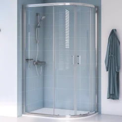 Aqualux Edge 8 Semi-Frameless Offset Quadrant Shower Enclosure Reversible Left/Right Opening Polished Silver 1000 X 900 X 2000mm