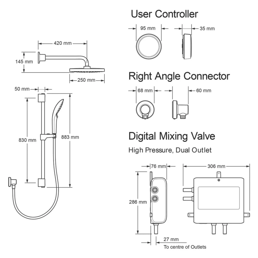 Mira Activate HP/Combi Rear-Fed Dual Outlet Chrome Thermostatic Digital Mixer Shower - Image 7