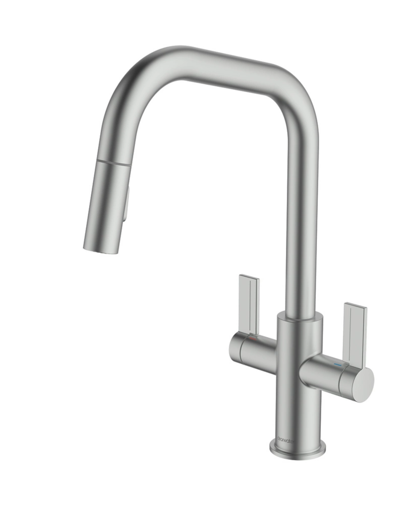 Clearwater Kira KIR20BN Double Lever Tap With Twin Spray Pull-Out Brushed Nickel PVD