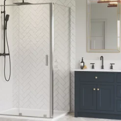 Aqualux Aquarius 6 Frameless Side Panel For Hinged Door Chrome 900mm