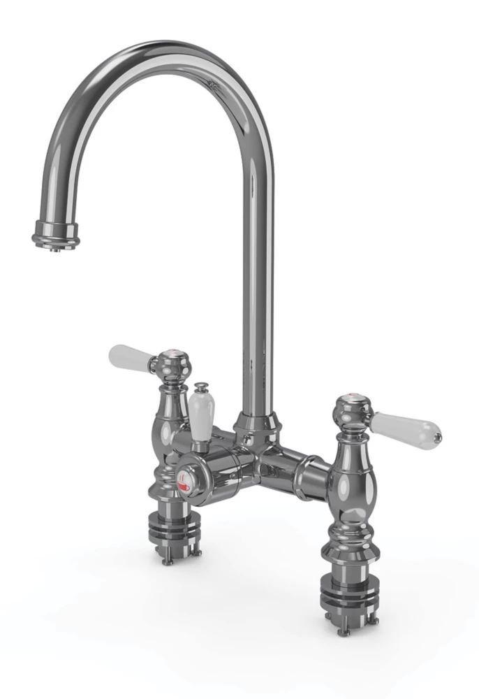 ETAL Traditional Bridge 3-in-1 Hot Water Kitchen Tap Polished Chrome