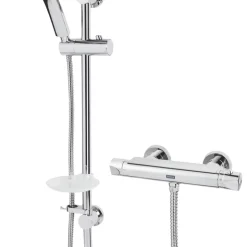 Bristan Artisan Rear-Fed Exposed Chrome Thermostatic Bar Mixer Shower With Adjustable Riser Kit