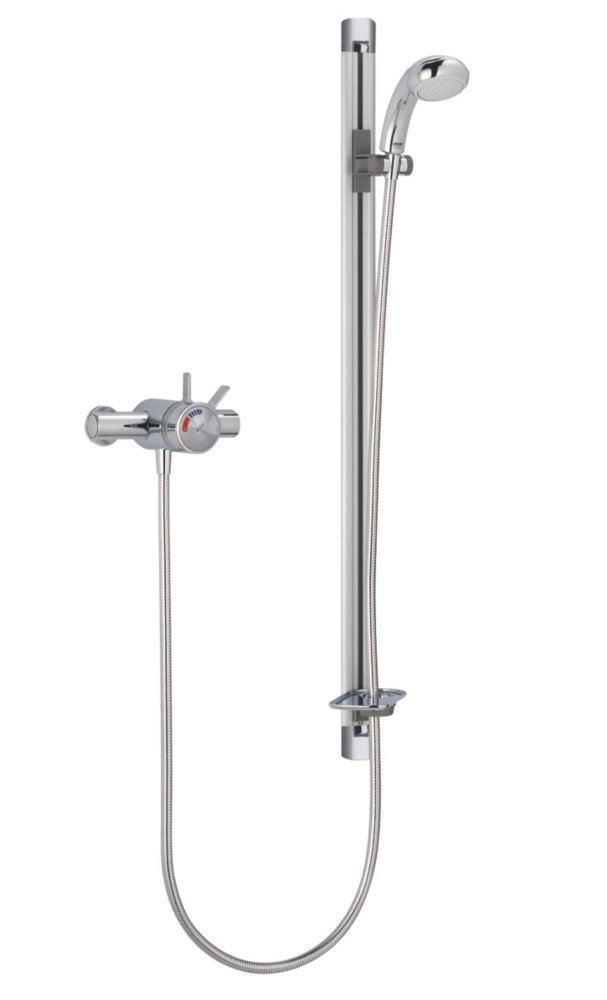Mira Select Flex Rear-Fed Exposed Chrome/Brushed Chrome Thermostatic Mixer Shower