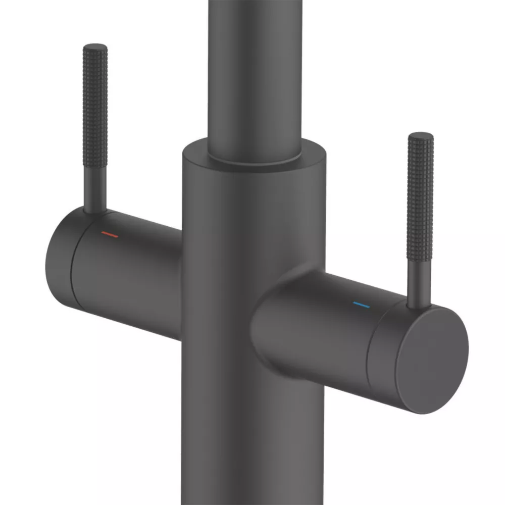 Clearwater Topaz TOP30MB Double Lever Tap With Twin Spray Pull-Out Matt Black - Image 2