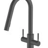 Clearwater Topaz TOP30MB Double Lever Tap With Twin Spray Pull-Out Matt Black