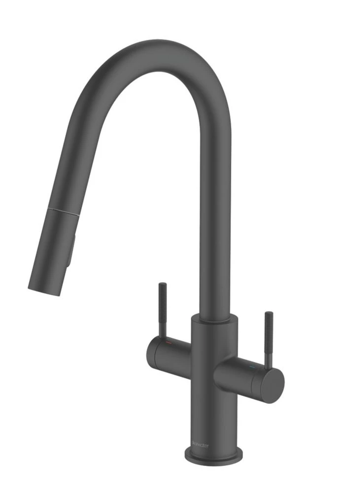 Clearwater Topaz TOP30MB Double Lever Tap With Twin Spray Pull-Out Matt Black