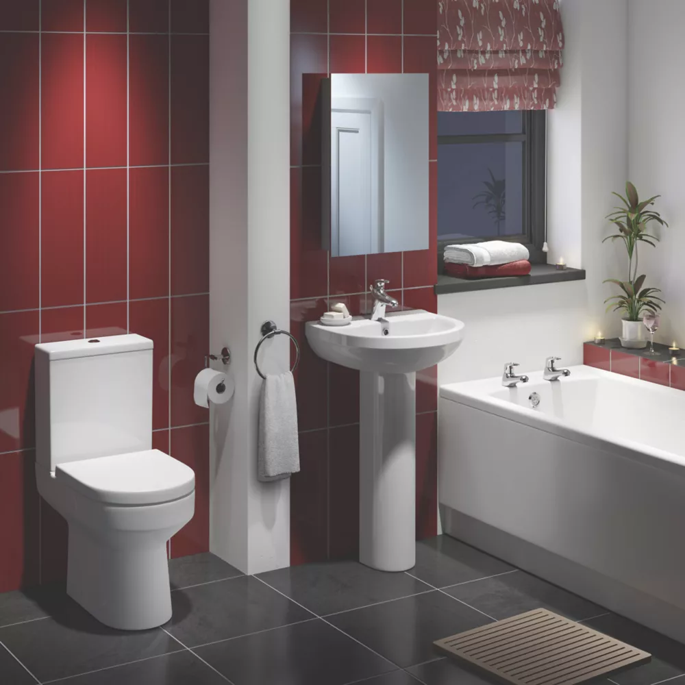 Essentials Walker Contemporary Single-Ended Bathroom Suite With Acrylic Bath
