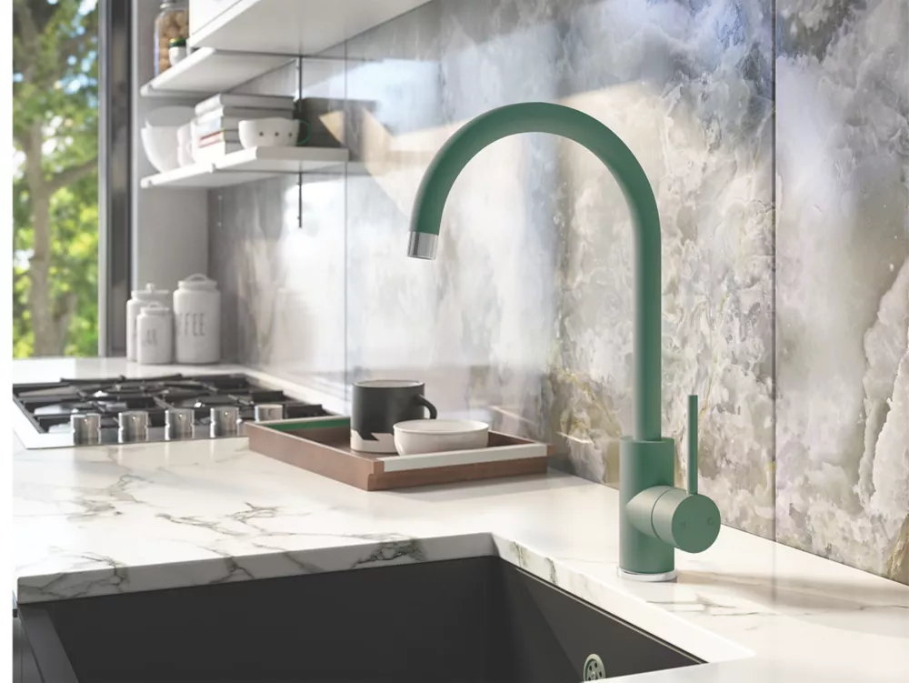 ETAL Sorrento Single Lever Kitchen Mixer Tap Sage Green - Image 2