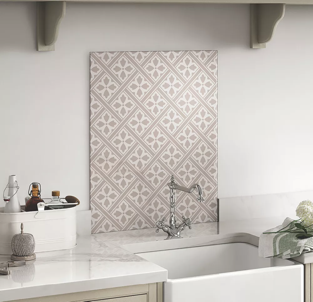 Laura Ashley Mr Jones Dove Grey Self-Adhesive Glass Kitchen Splashback 600 X 750 X 6mm - Image 2