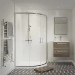 Essentials Framed Offset Quadrant Shower Enclosure Left & Right-Hand Opening Polished Silver-Effect/Clear 1200 X 900 X 1850mm