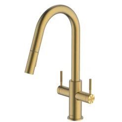 Clearwater Topaz TOP30BB Double Lever Tap With Twin Spray Pull-Out Brushed Brass PVD