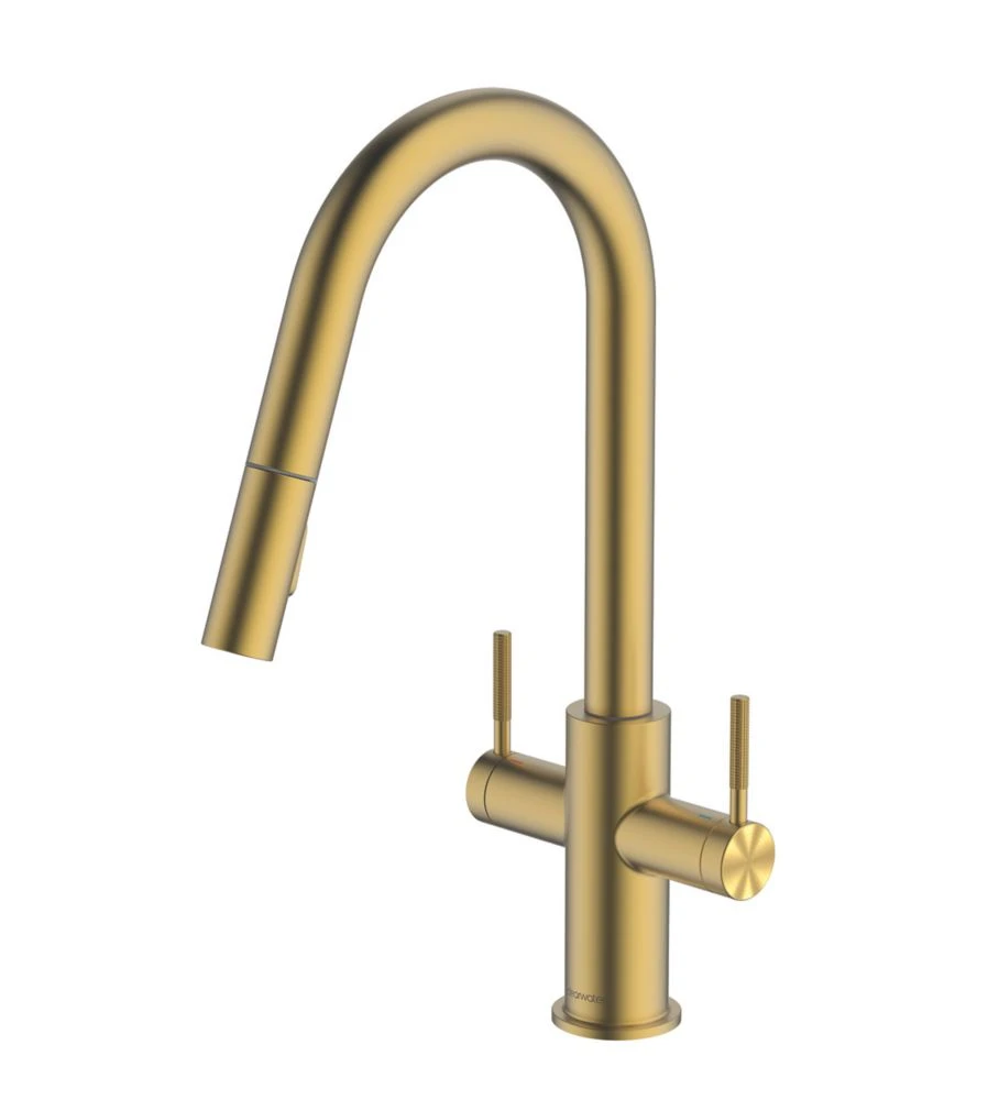 Clearwater Topaz TOP30BB Double Lever Tap With Twin Spray Pull-Out Brushed Brass PVD