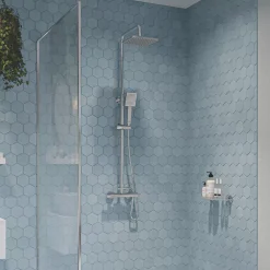 Gainsborough Square Dual Outlet HP Rear-Fed Exposed Chrome Thermostatic Mixer Shower -Zenith Shop 616HY A4