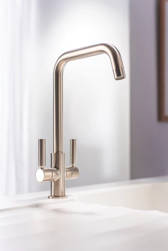 Abode Globe Quad Dual-Lever Mono Mixer Kitchen Tap Brushed Nickel - Image 3