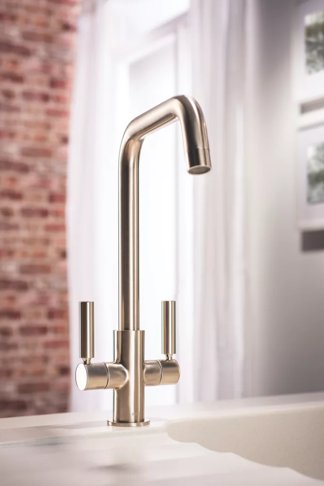 Abode Globe Quad Dual-Lever Mono Mixer Kitchen Tap Brushed Nickel - Image 4