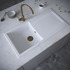 ETAL Comite 1 Bowl Granite Composite Kitchen Sink White Reversible 1000 X 500mm -Zenith Shop 624RG A2