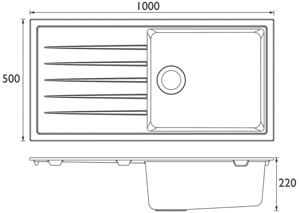 Bristan Quartz 1 Bowl Resin Composite Kitchen Sink & Reversible Drainer Grey Left Or Right-Handed 1000 X 500mm - Image 2
