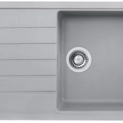 Bristan Quartz 1 Bowl Resin Composite Kitchen Sink & Reversible Drainer Grey Left Or Right-Handed 1000 X 500mm