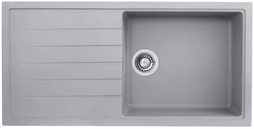 Bristan Quartz 1 Bowl Resin Composite Kitchen Sink & Reversible Drainer Grey Left Or Right-Handed 1000 X 500mm