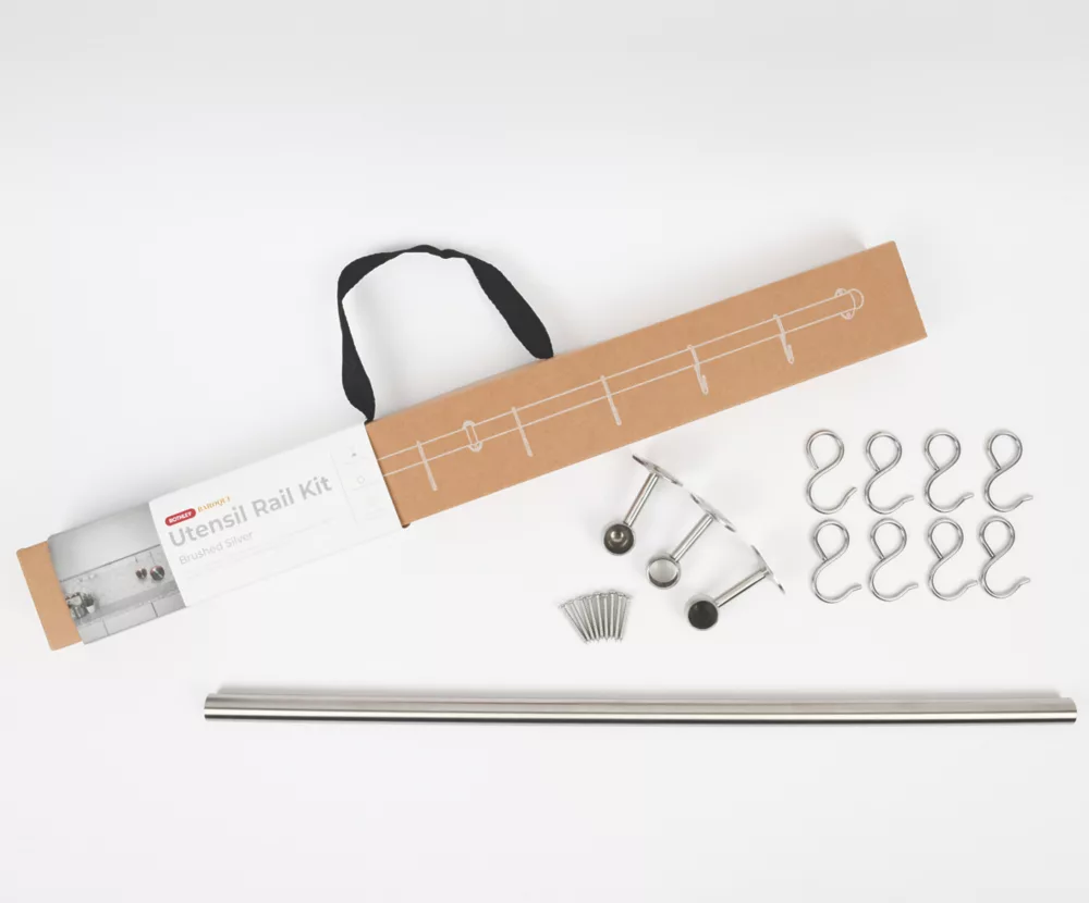 Rothley 6-Hook Utensil Rail Kit Brushed Nickel 600mm - Image 3