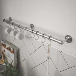 Rothley 6-Hook Utensil Rail Kit Brushed Nickel 600mm