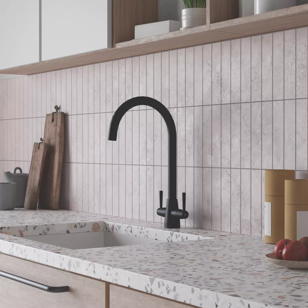 ETAL Wick Twin Lever Kitchen Mixer Tap Matt Black - Image 2