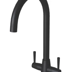 ETAL Wick Twin Lever Kitchen Mixer Tap Matt Black