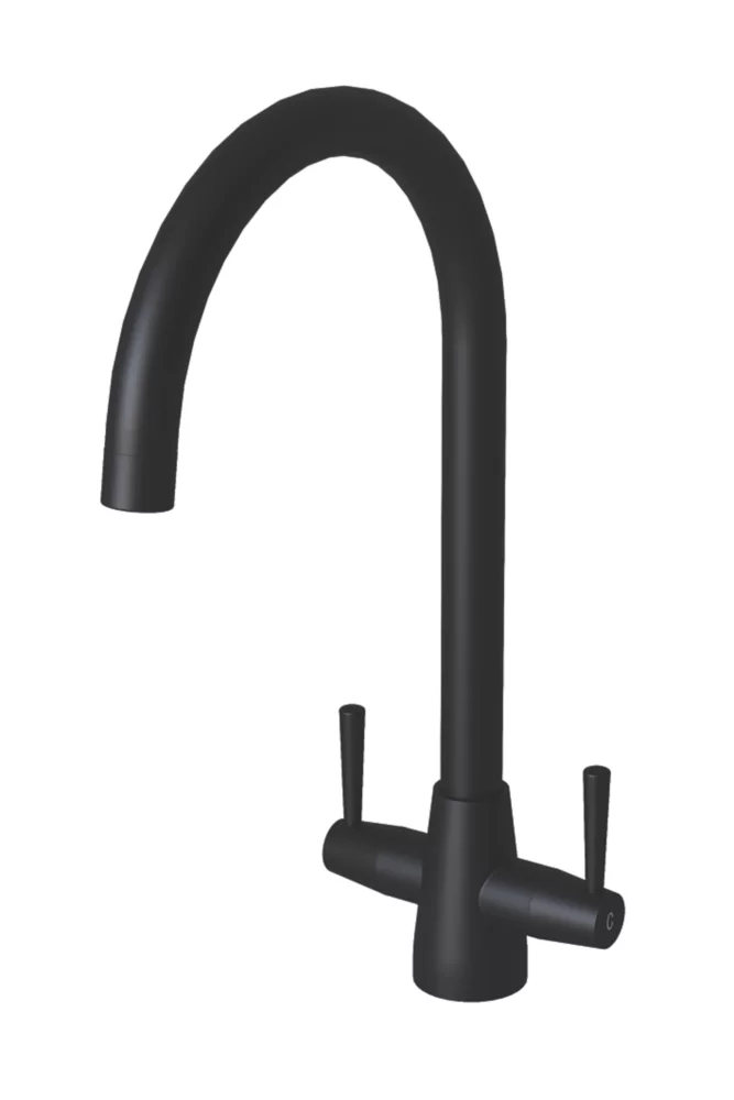 ETAL Wick Twin Lever Kitchen Mixer Tap Matt Black