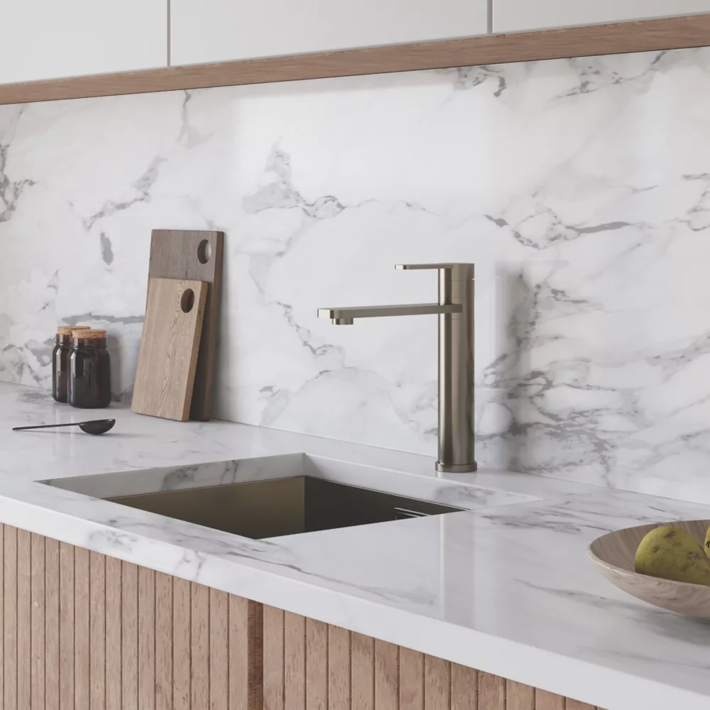 ETAL Servan Single Lever Kitchen Mixer Tap Brushed Steel - Image 2