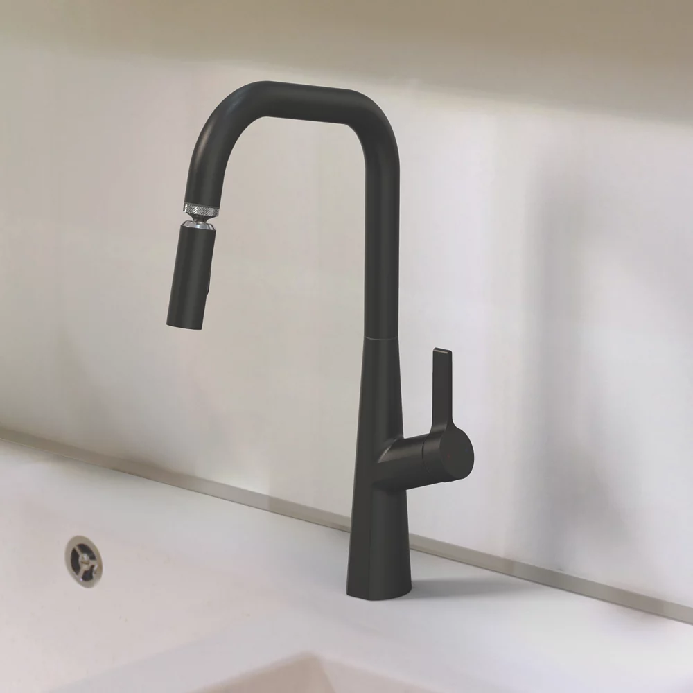 Swirl Berne Mixer Tap Matt Black - Image 2