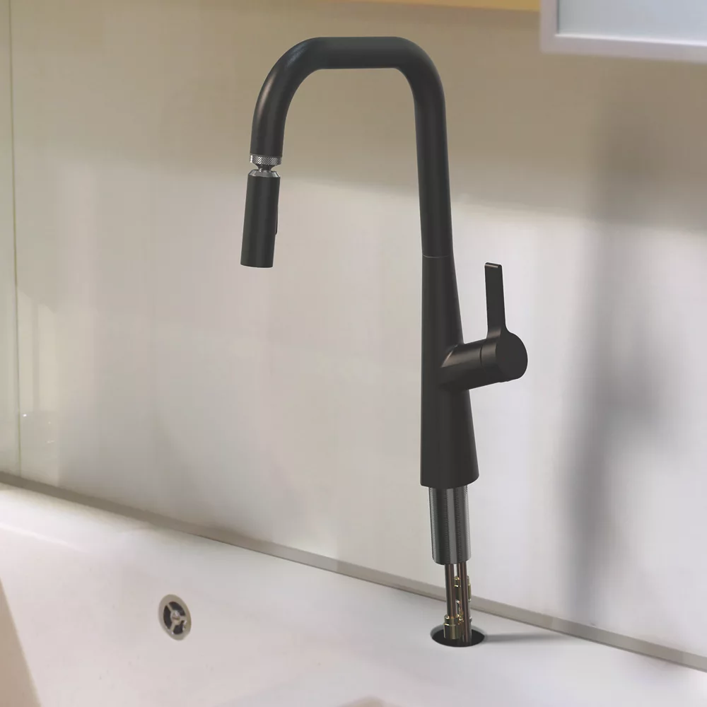 Swirl Berne Mixer Tap Matt Black - Image 3