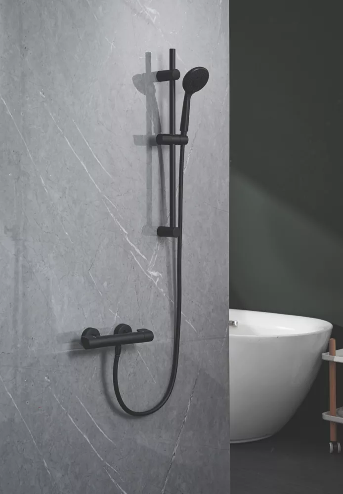 Swirl Rear-Fed Exposed Black Thermostatic Concentric Mixer Shower - Image 3