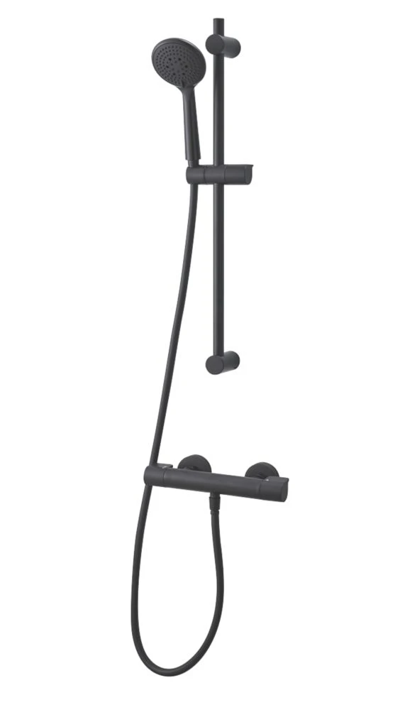 Swirl Rear-Fed Exposed Black Thermostatic Concentric Mixer Shower