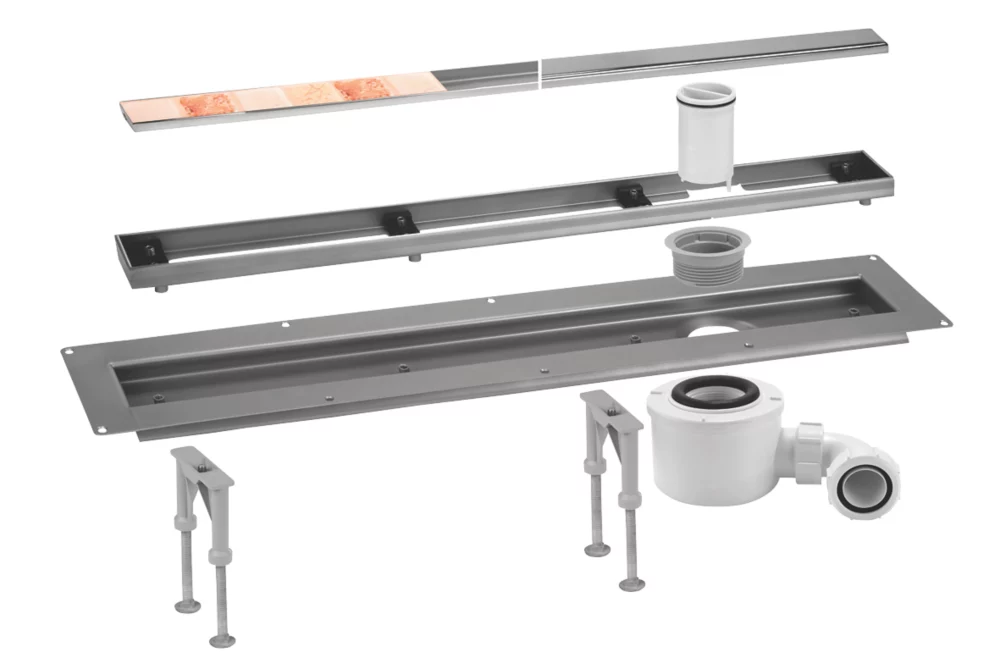 McAlpine CD600-O-B Slimline Channel Drain Brushed Stainless Steel 610 X 88mm - Image 2