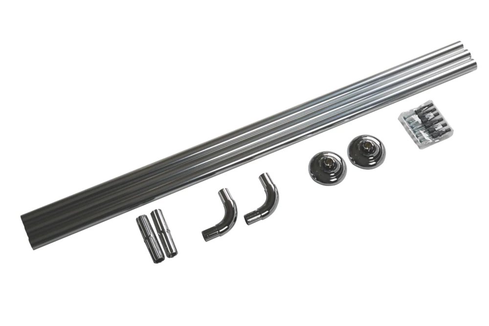 Croydex Straight Shower Curtain Rail System Aluminium Chrome 900-1760mm