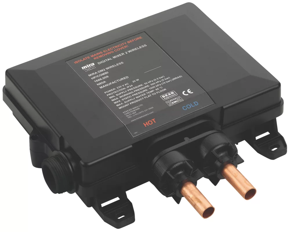 Mira Platinum HP/Combi Rear-Fed Single Outlet Black / Chrome Thermostatic Wireless Digital Mixer Shower - Image 3