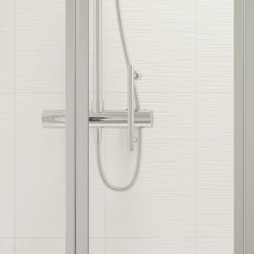 Essentials Framed Square Bi-Fold Shower Door Aluminium 700 X 1850mm - Image 2