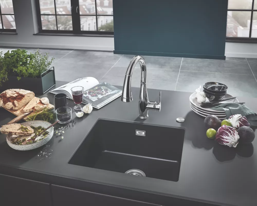 Grohe K700U 1 Bowl Granite Composite Sink Black Non-Handed 533 X 457mm - Image 4
