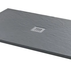 Essentials Rectangular Shower Tray With Waste Slate Grey 1400 X 900 X 25mm