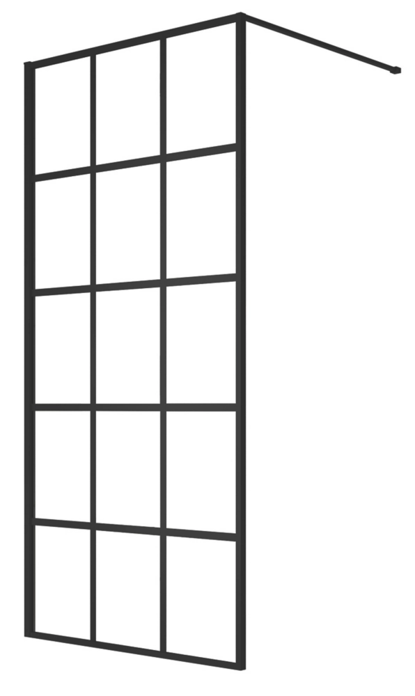 Triton Neo Framed Grid Showerwall Black 900 X 2000mm