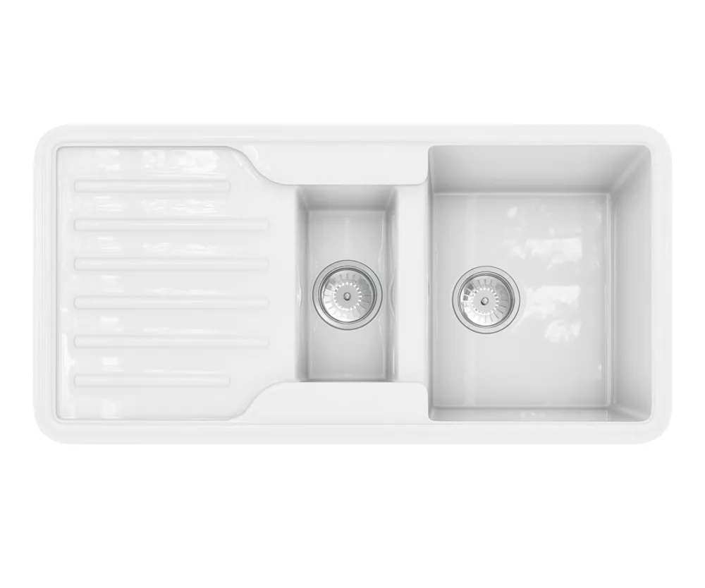 ETAL Comite 1.5 Bowl Composite Kitchen Sink White Reversible 1000 X 500mm - Image 2