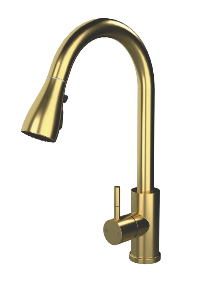 ETAL Bucks Pull-Out Spray Mixer Tap Brushed Brass - Image 2