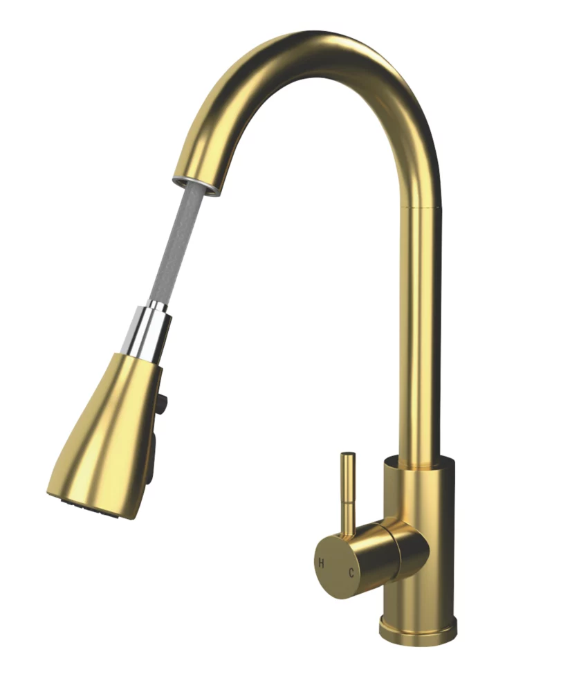 ETAL Bucks Pull-Out Spray Mixer Tap Brushed Brass