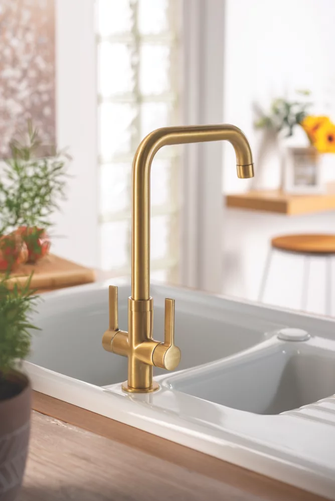 Abode Pico Quad Dual-Lever Mono Mixer Kitchen Tap Brushed Brass - Image 3