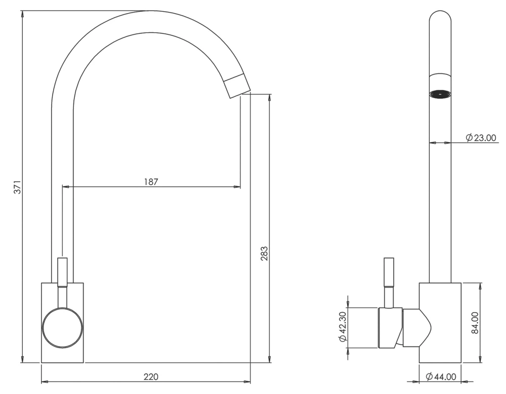 ETAL Holly Single Lever Mono Mixer Kitchen Tap Matt Black - Image 4