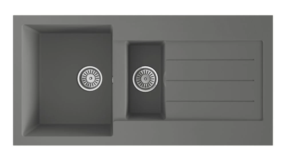 ETAL Comite 1.5 Bowl Granite Composite Kitchen Sink Grey Reversible 1000 X 500mm - Image 2