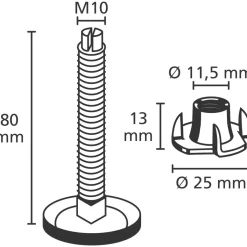 Suki Levelling Foot M10 X 80mm 2 Pack 8 Suki Levelling Foot M10 X 80mm 2 Pack -Zenith Shop 701GX A3