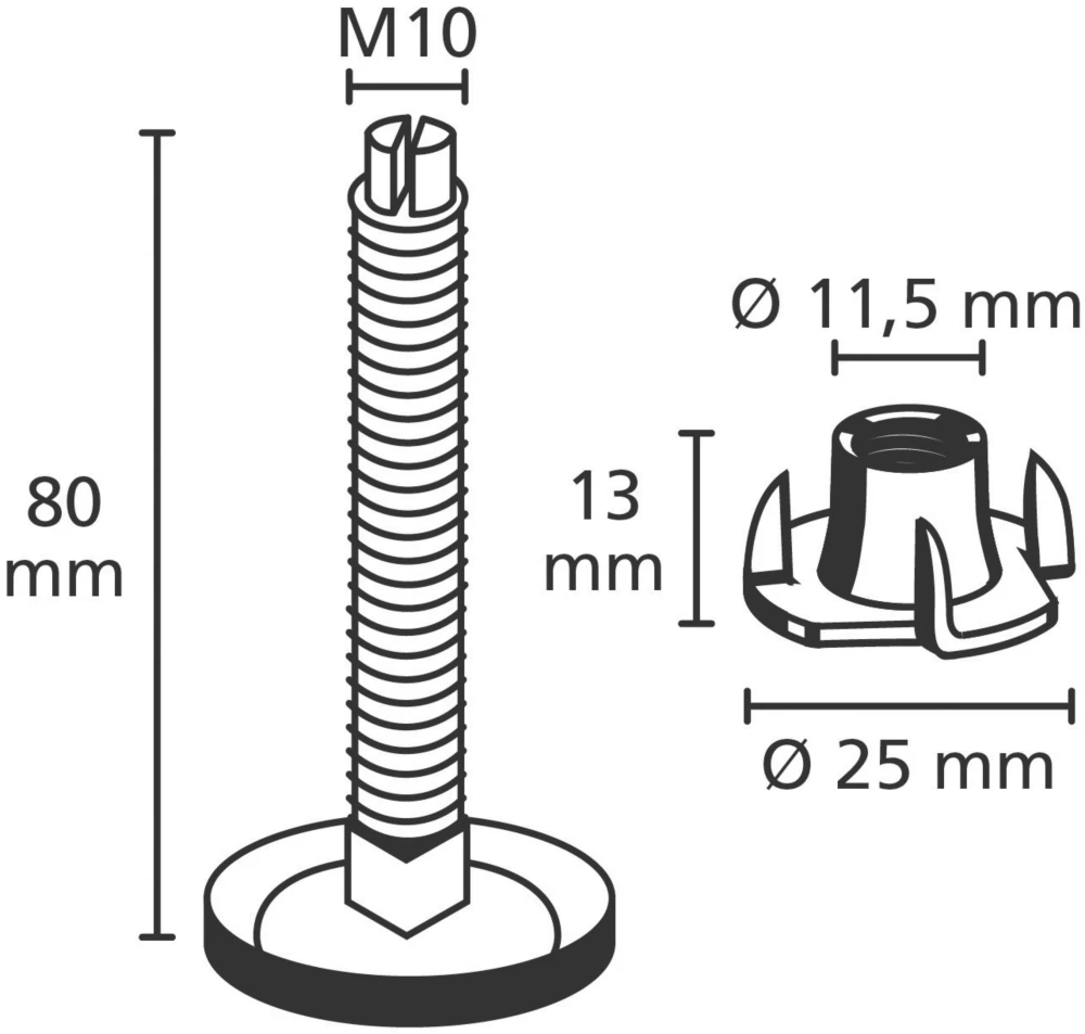 Suki Levelling Foot M10 X 80mm 2 Pack 4 Suki Levelling Foot M10 X 80mm 2 Pack - Image 4